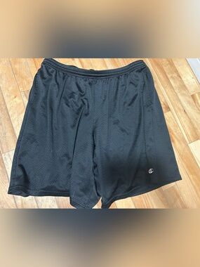 Champion Men's Black Mesh Athletic Shorts with Logo